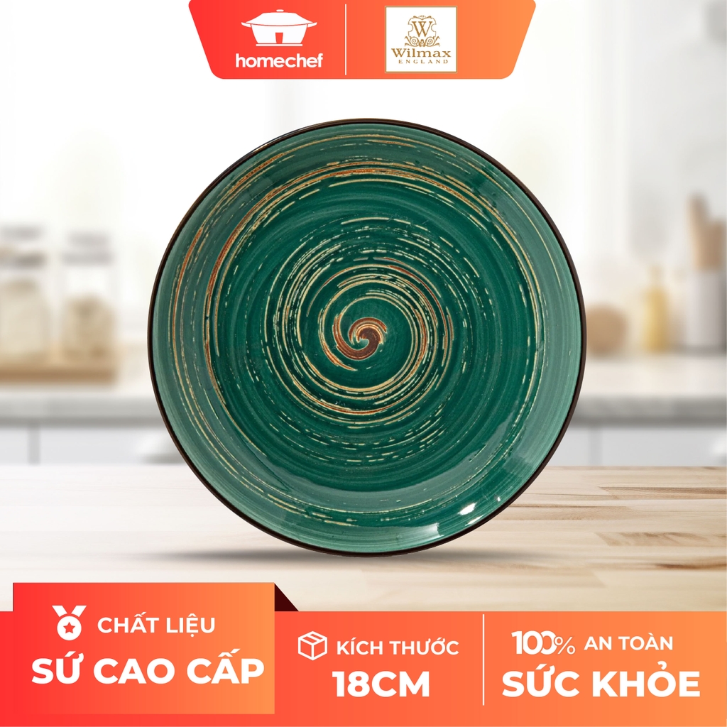 Đĩa sứ tròn Wilmax 18cm màu xanh lá cây - WL-669511 / A