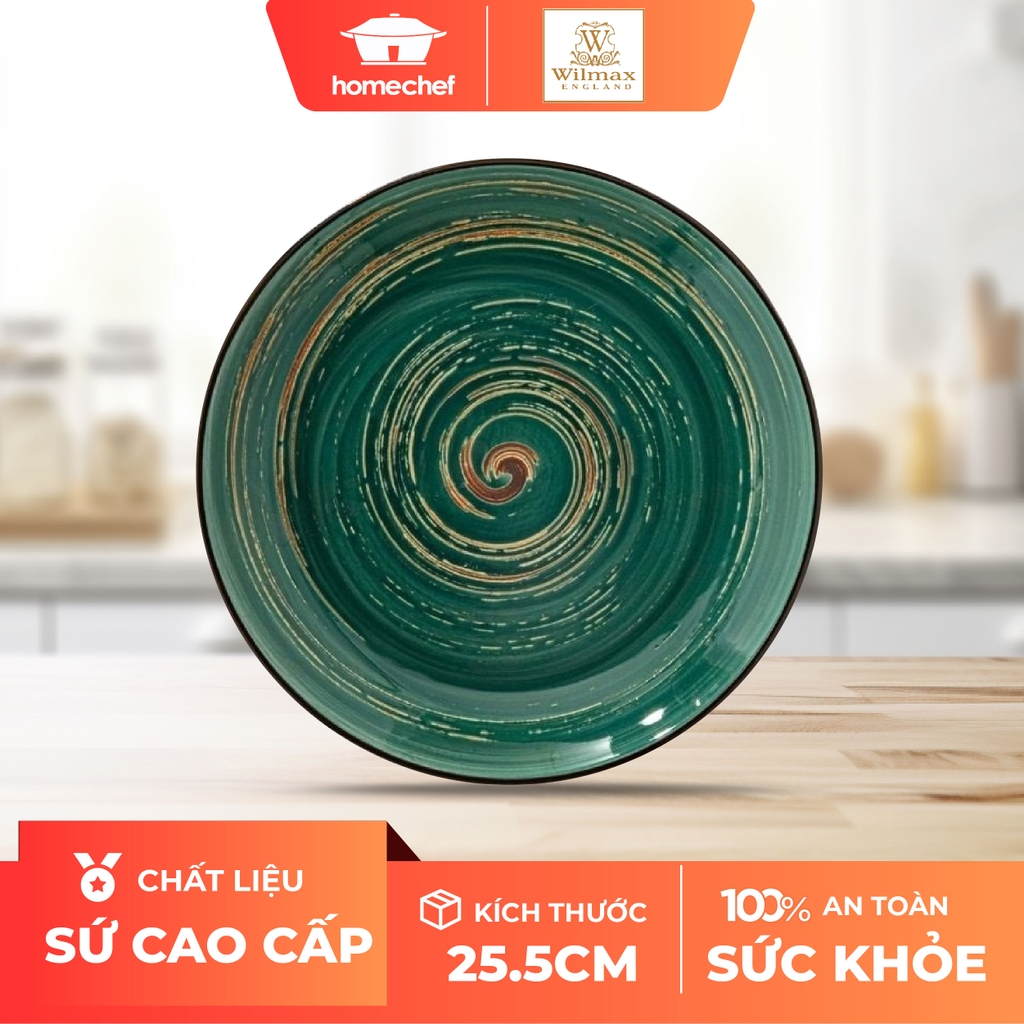 Đĩa sứ sâu lòng Wilmax 25.5cm màu xanh lá cây - WL-669527 / A