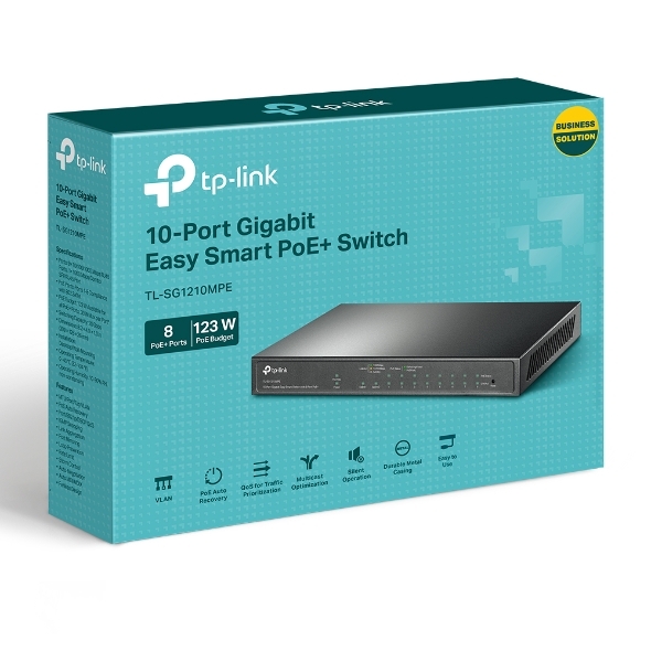 10-Port Gigabit Easy Smart Switch with 8-Port PoE+ TP-Link TL-SG1210MPE