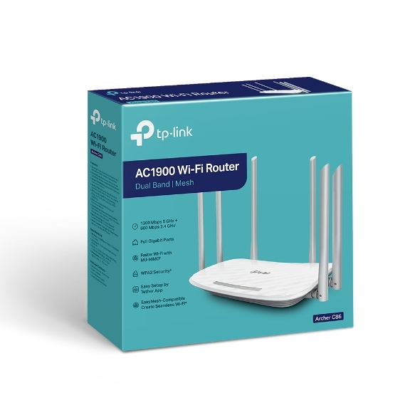 Bộ phát wifi TP-Link Archer C86 (Chuẩn AC/ AC1900Mbps/ 6 Ăng-ten ngoài/ Wifi Mesh/ 35 User)