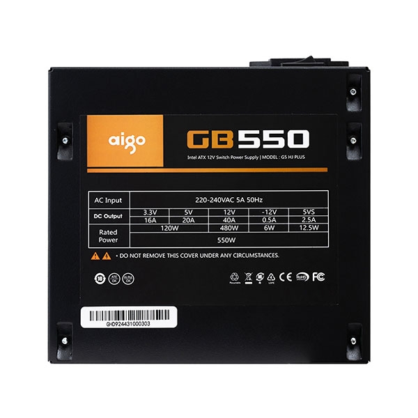 Nguồn AIGO GB550 - 550W (80 Plus Bronze/Màu Đen)