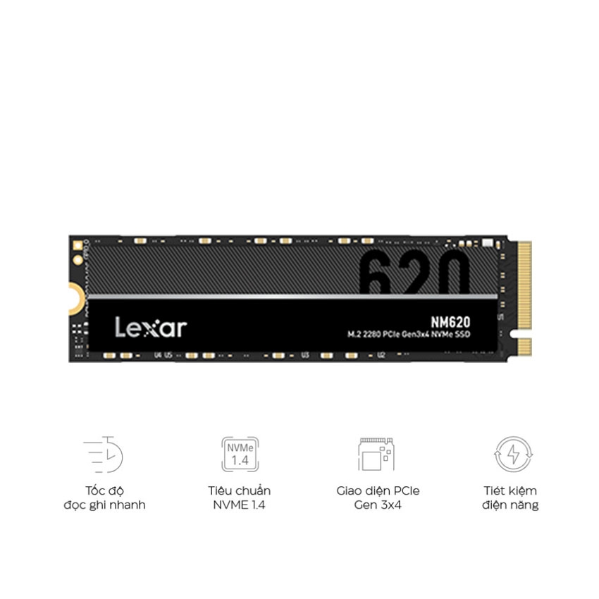 Ổ cứng SSD Lexar NM620 256GB M.2 2280 PCIe 3.0x4 (Đoc 3000MB/s - Ghi  1300MB/s) - (LNM620X256G-RNNNG)