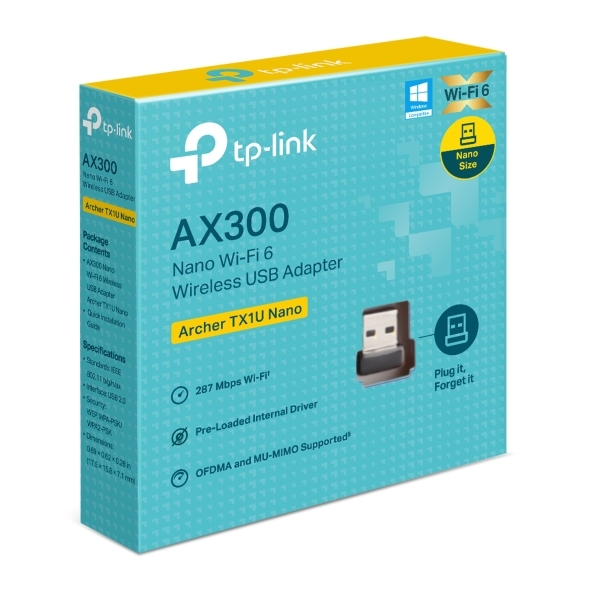Cạc mạng không dây TP-Link USB Archer TX1U Nano (Chuẩn AX/ AX300Mbps)