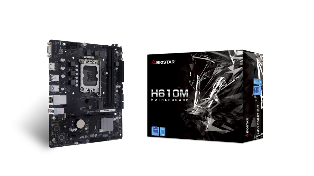 Mainboard Biostar H610MHC 2.0 Intel H610 | LGA1700 | 2 khe DDR4 | Micro-ATX | 3Yrs