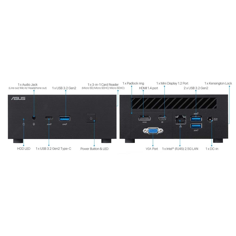 PC Mini Asus PN63-S1-B-S5025MV Barebone/ Intel Core I5-11300H/ Wi-Fi 6 + BT5.0/ VESA MOUNT/ VGA port, without Mouse/ Keyboard