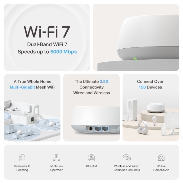 Hệ thống Mesh Wi-Fi 7 BE5000 TP-Link Deco BE25 3 Pack