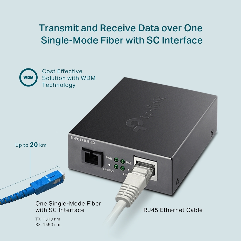 Bộ chuyển đổi quang điện 10/100Mbps TP-Link TL-FC111PB-20 với 1-Port PoE