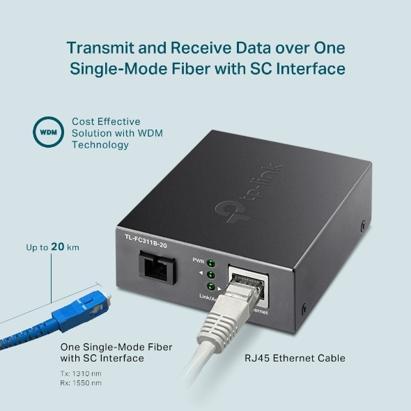 Bộ chuyển đổi quang điện gigabit 100/1000Mbps TP-Link TL-FC311B-20