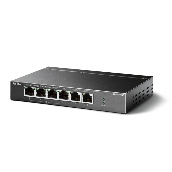 Switch Để Bàn 6 Cổng 10/100Mbps với 4 Cổng PoE+ TP-Link TL-SF1006P