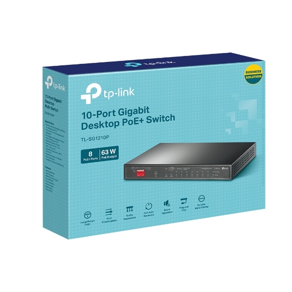 Switch gigabit POE+ TP-Link TL-SG1210P với 8 cổng POE+