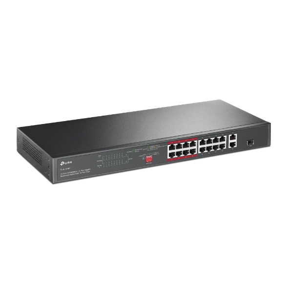 16-Port 10/100 Mbps + 2-Port Gigabit Rackmount Switch with 16-Port PoE+ TP-Link TL-SL1218P