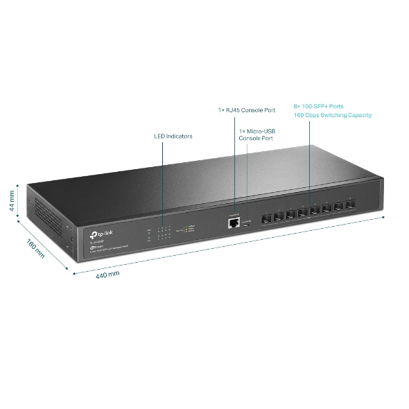 Switch Quản Lý JetStream L2+ 08 Cổng 10GE SFP+ TP-Link TL-SX3008F