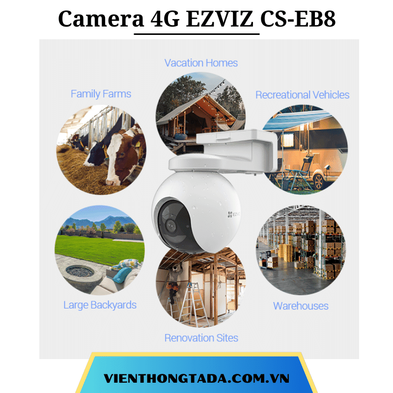 Camera 4G EZVIZ CS-EB8 | Kết Nối 4G, Pin Khủng 10400 mAh, Quay 360 Độ, Độ Phân Giải | Bảo Hành 12 Tháng 1 Đổi 1