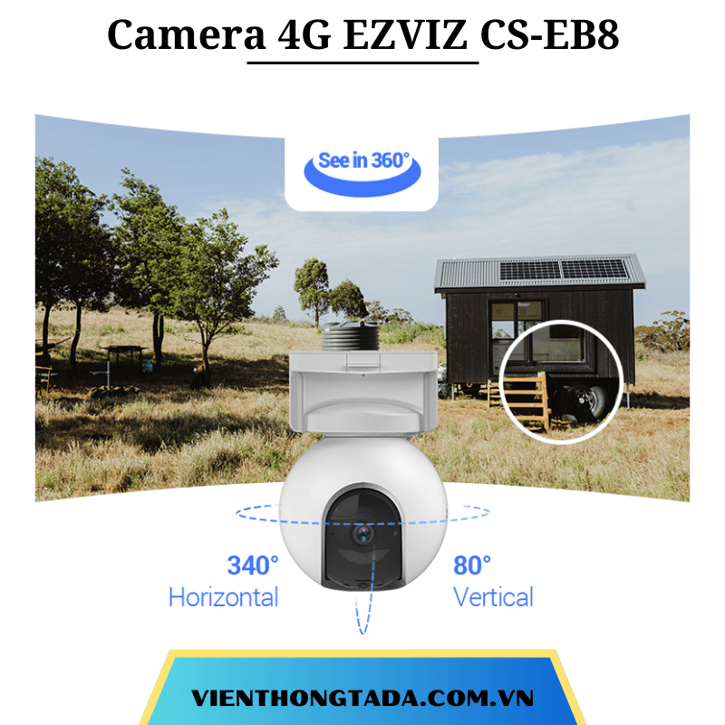 Camera 4G EZVIZ CS-EB8 | Kết Nối 4G, Pin Khủng 10400 mAh, Quay 360 Độ, Độ Phân Giải | Bảo Hành 12 Tháng 1 Đổi 1