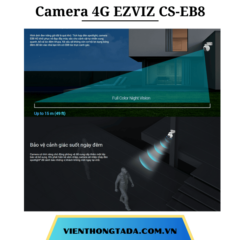 Camera 4G EZVIZ CS-EB8 | Kết Nối 4G, Pin Khủng 10400 mAh, Quay 360 Độ, Độ Phân Giải | Bảo Hành 12 Tháng 1 Đổi 1