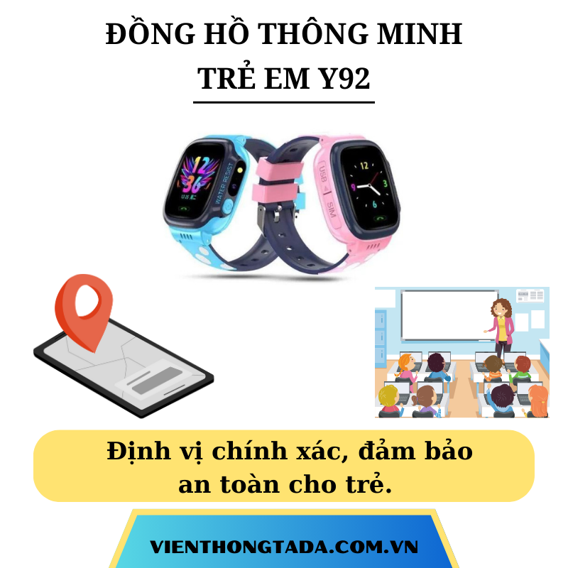 ĐỒNG HỒ TRẺ EM THÔNG MINH Y92 ĐÀM THOẠI 2 CHIỀU, ĐỊNH VỊ, CHỐNG NƯỚC-3