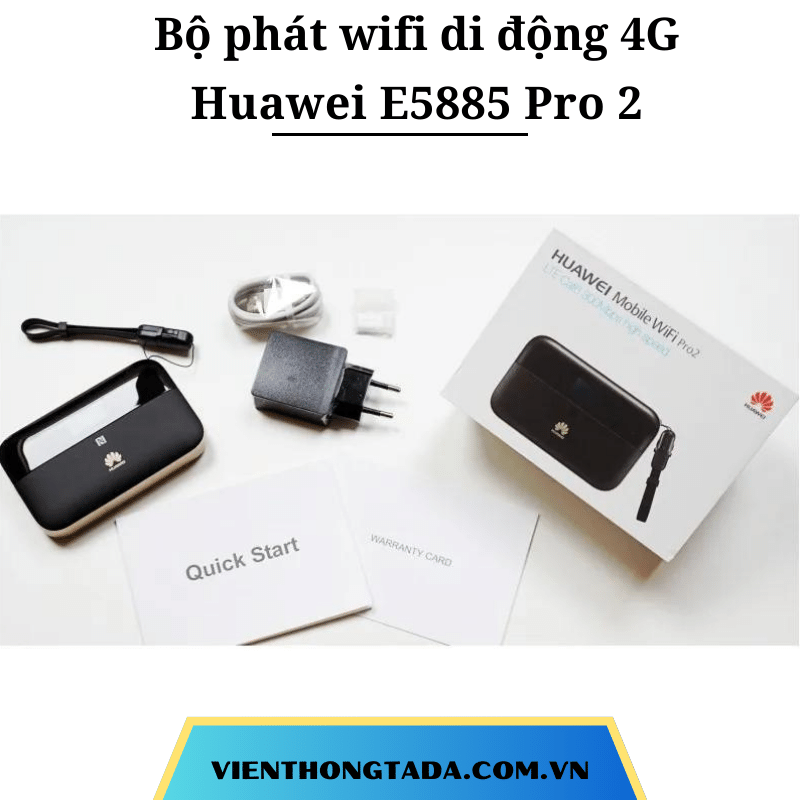 Huawei E5885 Pro 2| Bộ Phát Wifi Di Động 4G 300Mbps, Dung Lượng Pin Lớn 6400mAh, 32 thiết bị kết nối| Bảo hành 12 tháng