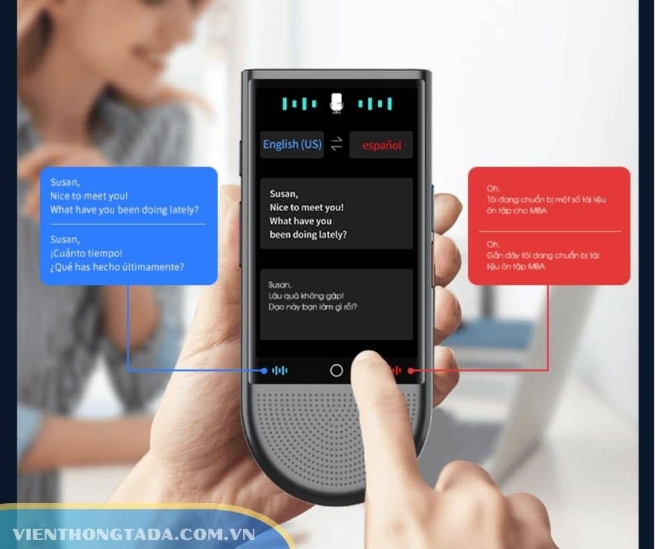 VTalk Pro S | Máy Phiên Dịch Cầm Tay | Dịch Tức Thời 140+ Ngôn Ngữ, Dịch Online, Dịch Offline, Pin 2000mAh