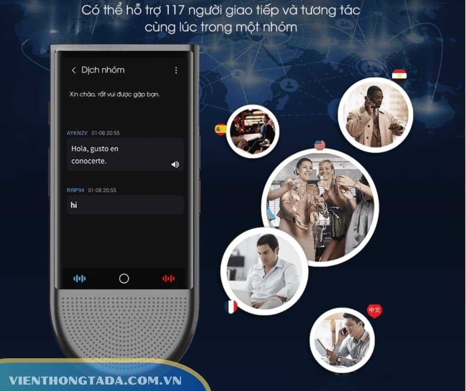 VTalk Pro S | Máy Phiên Dịch Cầm Tay | Dịch Tức Thời 140+ Ngôn Ngữ, Dịch Online, Dịch Offline, Pin 2000mAh