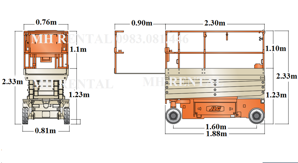 thông số xe nâng người 10m làm việc JLG 2632ES