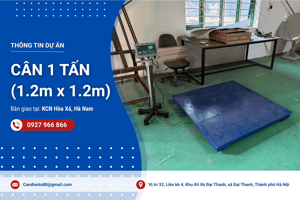 Giao nhanh cân sàn điện tử 1 tấn tại KCN Hòa Xá, Hà Nam