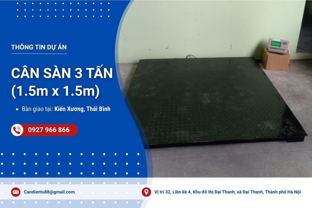 Bàn giao 2 bộ cân sàn điện tử 3 tấn tại Kiến Xương, Thái Bình