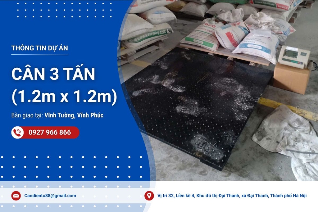 Hoàn thành bàn giao cân sàn điện tử 3 tấn tại Vĩnh Phúc