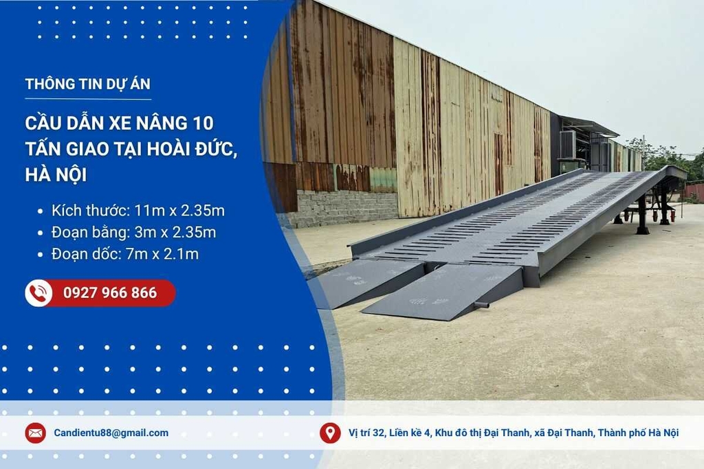 Cầu dẫn lên cont 10 tấn 11m giao tại Hà Nội