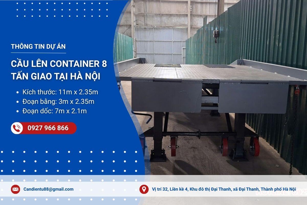 Cầu dẫn lên container 8 tấn giao tại Thạch Thất, Hà Nội