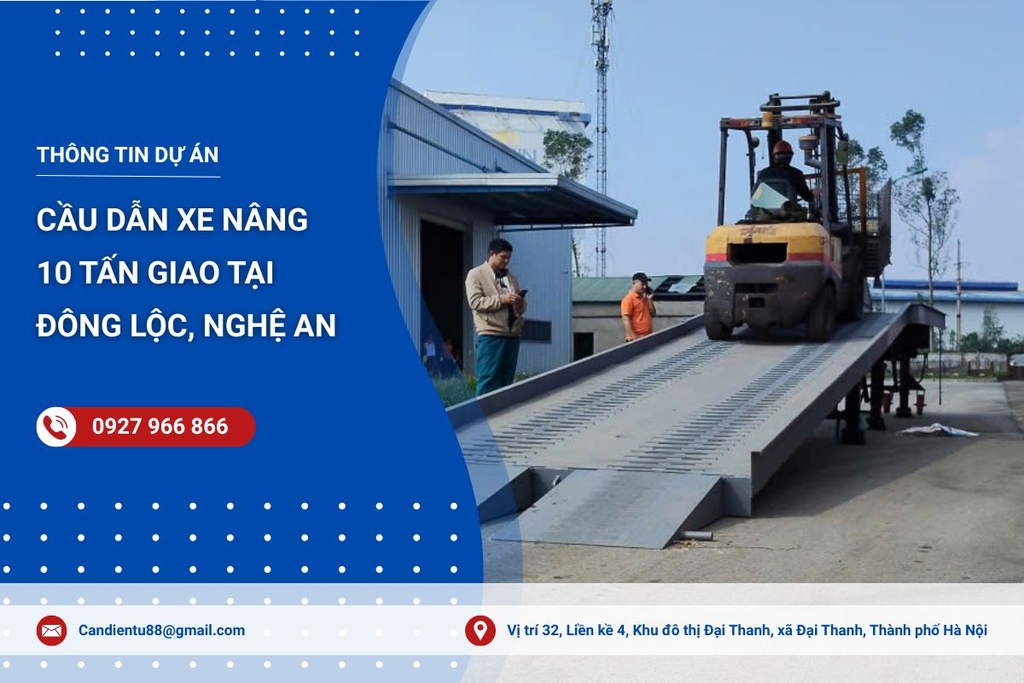 Bàn giao cầu dẫn xe nâng 10 tấn tại Đông Lộc, Nghệ An
