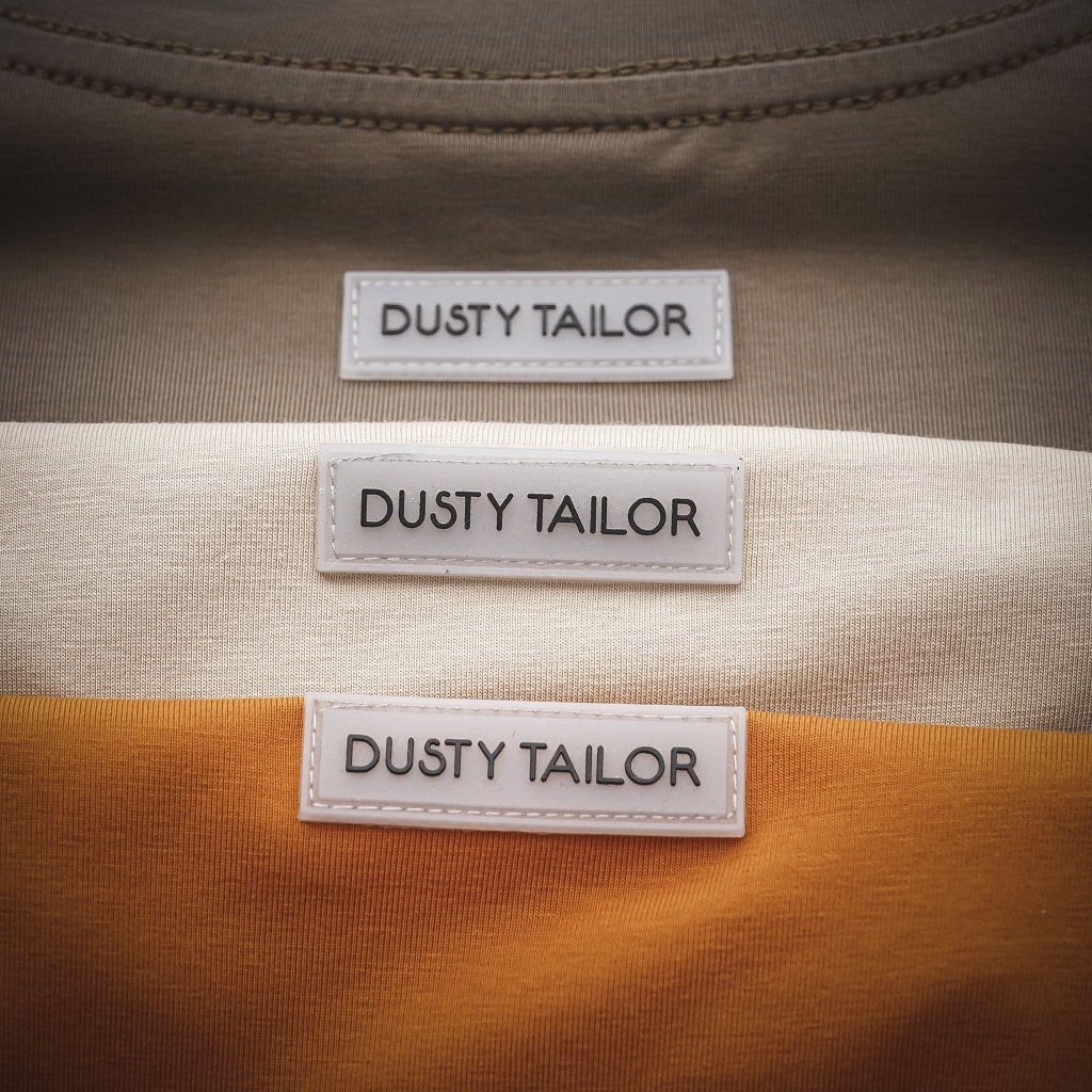 Áo thun Dusty Tailor basic nâu gắn tag cao su