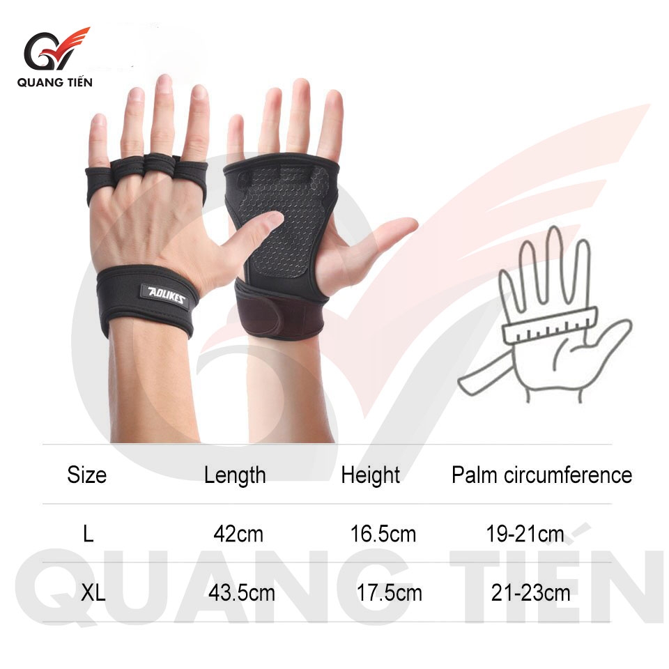Găng tay tập gym Aolikes hở ngón cao cấp tập gym tập yoga AL - 119