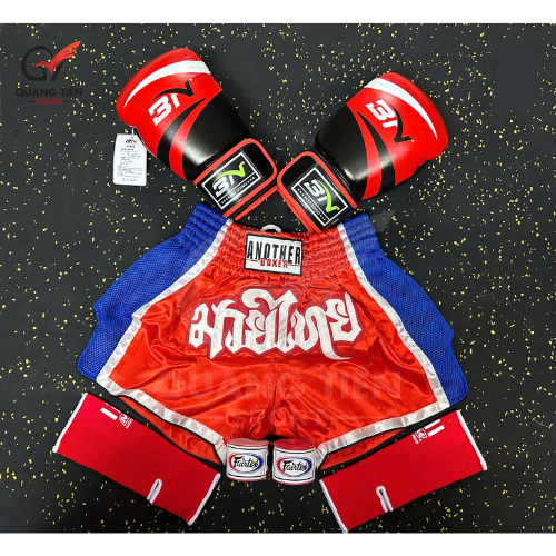 COMBO TẬP BOXING CƠ BẢN GĂNG BOXING + BĂNG ĐA + QUẦN MUAY + TẤT BẢO VỆ - ĐỎ