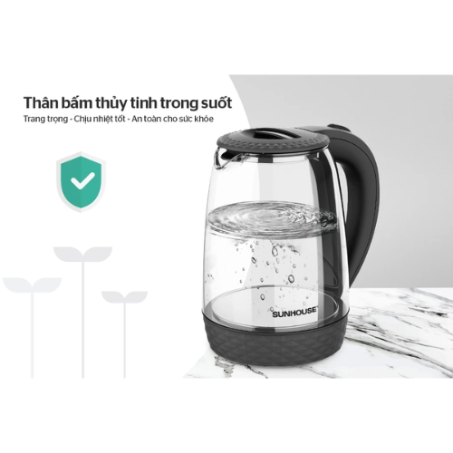 Ấm siêu tốc thủy tinh Sunhouse SHD1215B