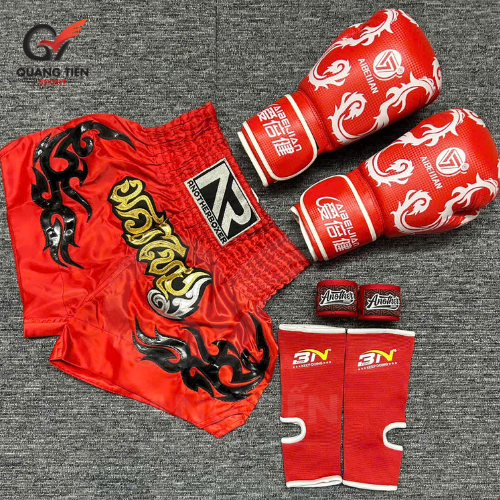 COMBO TẬP BOXING CƠ BẢN GĂNG BOXING + BĂNG ĐA + QUẦN MUAY + TẤT BẢO VỆ - ĐỎ