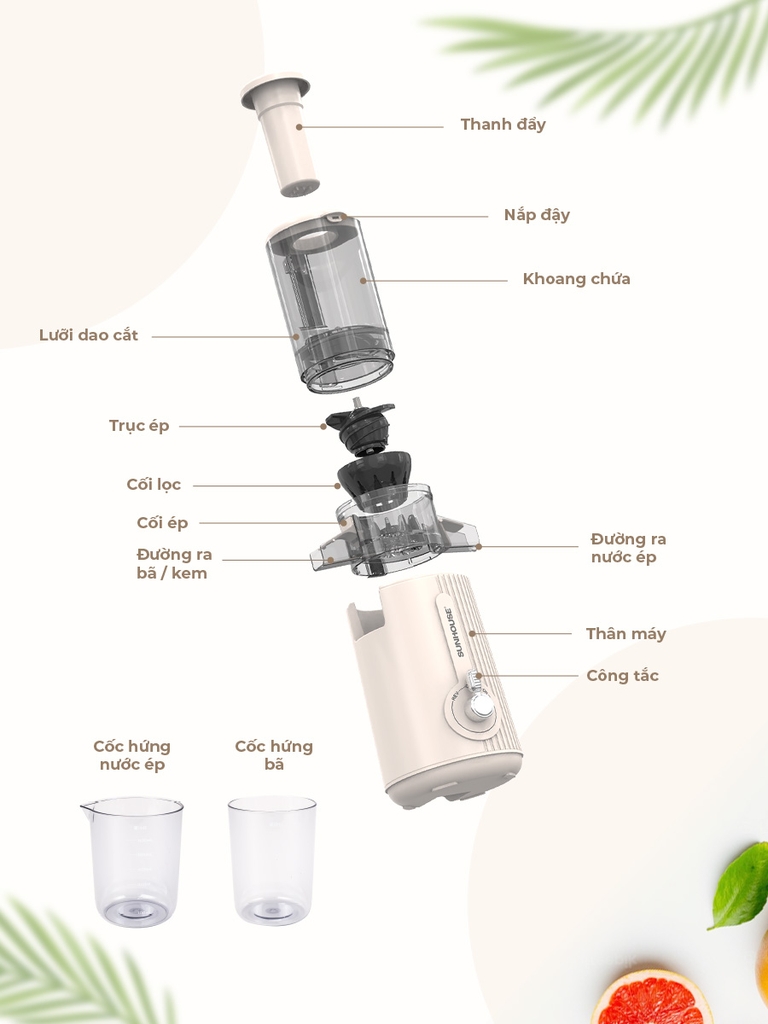 Máy ép chậm Sunhouse SHD5516