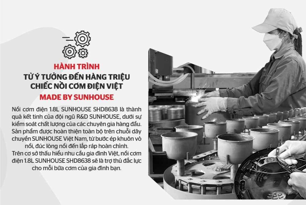 Nồi cơm điện 1.8L Sunhouse SHD8638