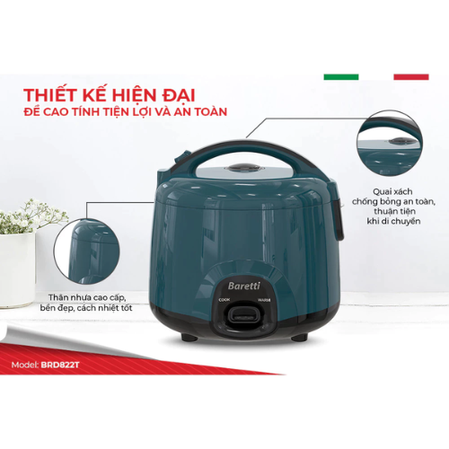 Nồi cơm điện 1.2L Baretti BRD822T