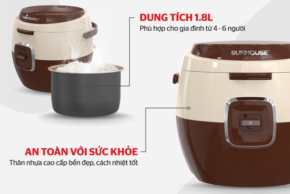Nồi cơm điện 1.8L Sunhouse SHD8638