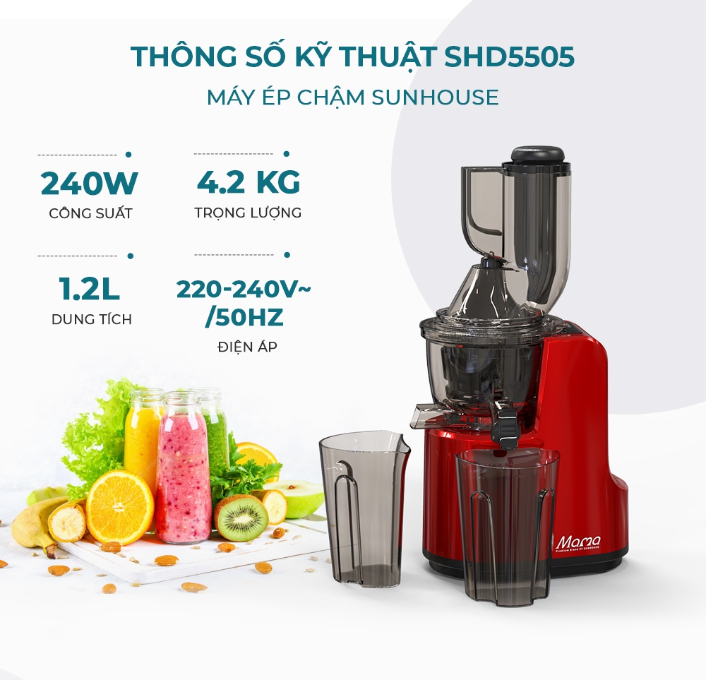 Máy ép chậm Sunhouse Mama SHD5505