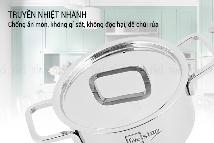Bộ 4 Nồi Inox 304 3 Lớp Roman Fivestar Nắp Inox 07pcs