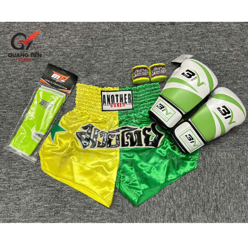 COMBO TẬP BOXING CƠ BẢN GĂNG BOXING + BĂNG ĐA + QUẦN MUAY + TẤT BẢO VỆ - Xanh Lá