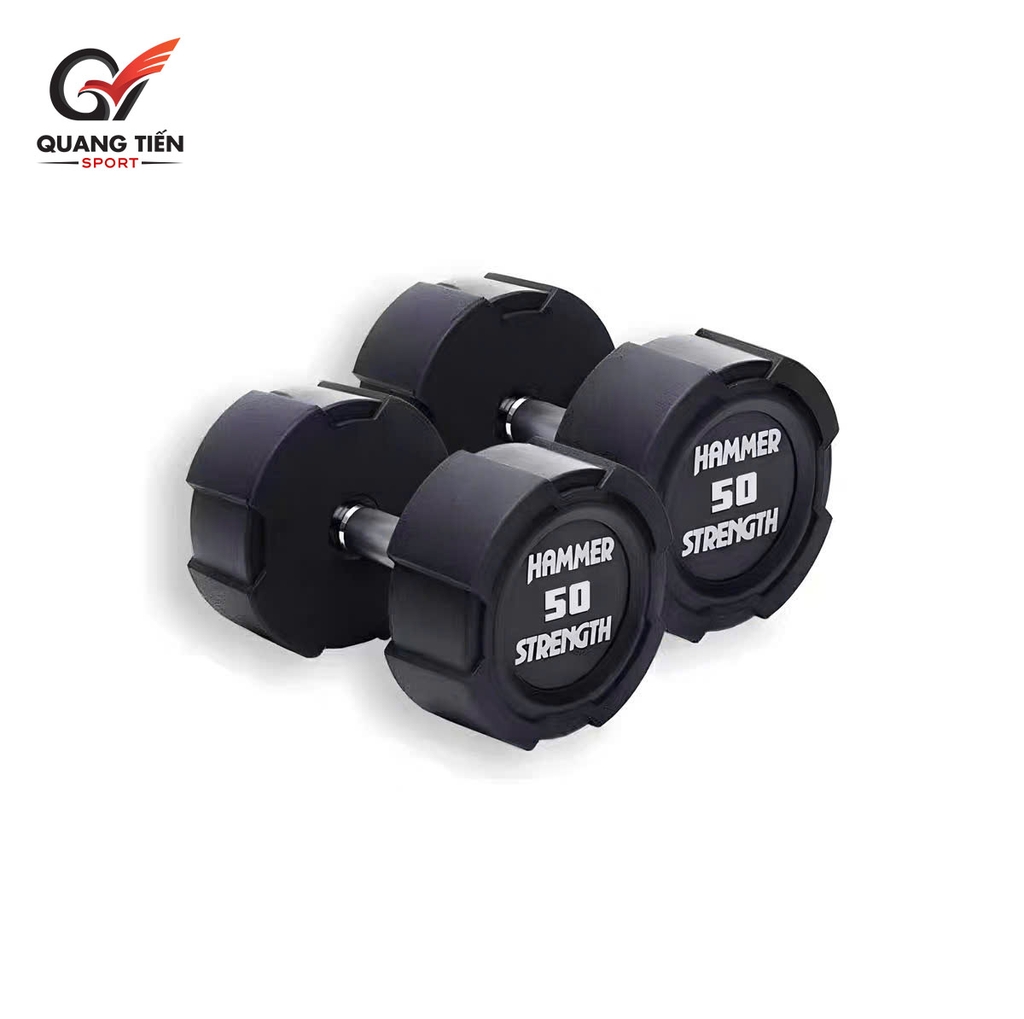 Tạ Tay Bọc Cao Su HAMMER Strength – Chống Rơi Vỡ, Tay Cầm Inox Chống Trượt (giá 1 quả)