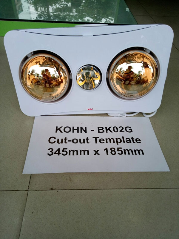 Đèn sưởi nhà tắm 2 bóng âm trần Braun Kohn BK02G không có điều khiển