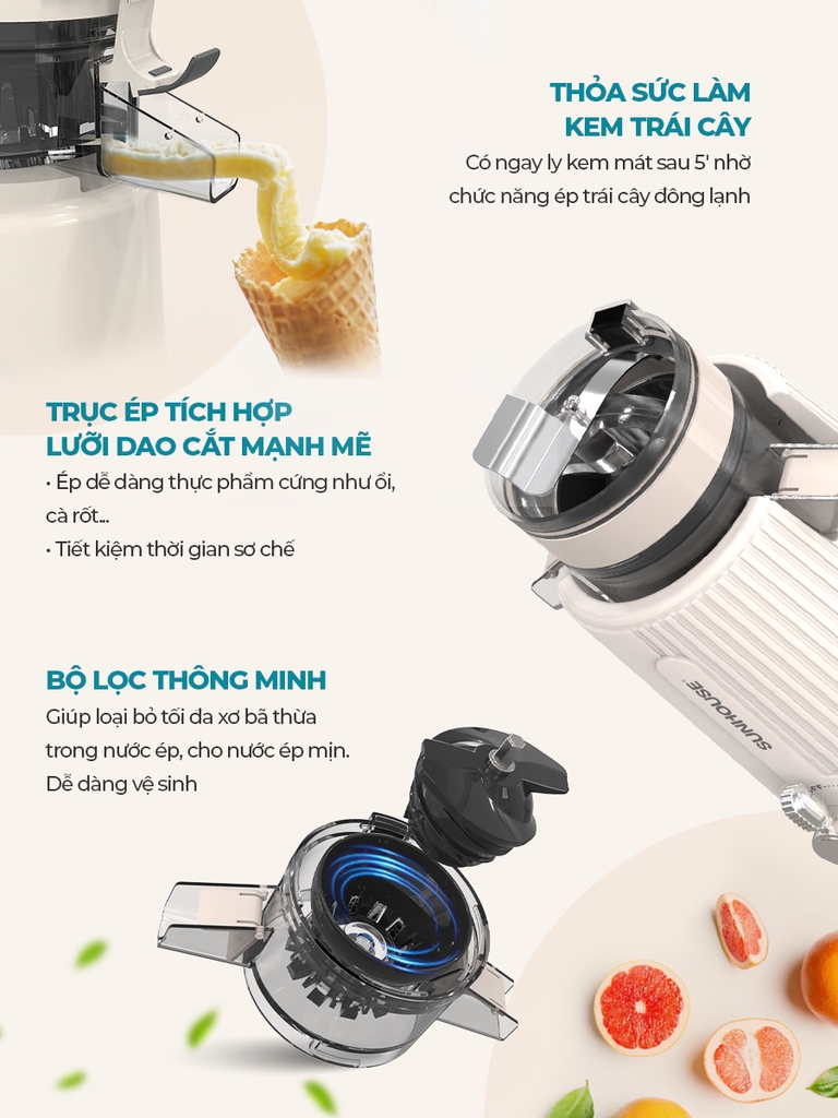 Máy ép chậm Sunhouse SHD5516