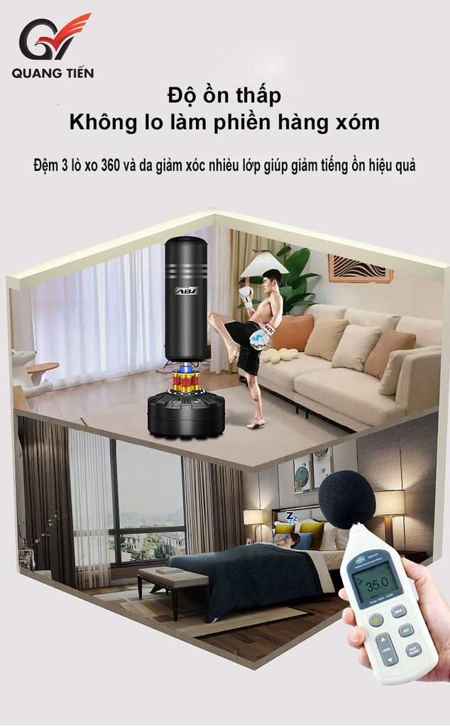 Trụ Đấm ABJ đế lò xo giảm chấn cao cấp chính hãng (cao 1,75m đế lò xo)