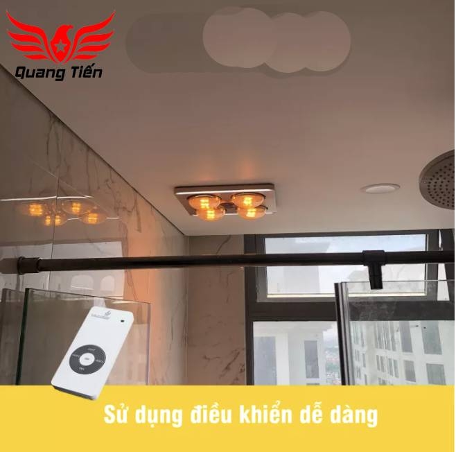 Đèn sưởi nhà tắm 4 bóng âm trần LED HE9 (Điều khiển từ xa) - Chính Hãng