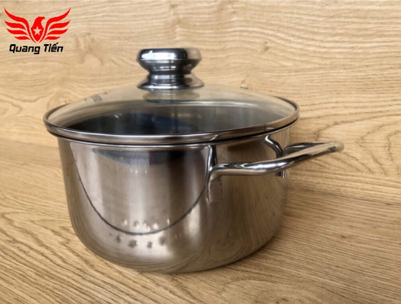 Nồi inox Fivestar 3 đáy inox 430 16 cm vung kính, đun từ
