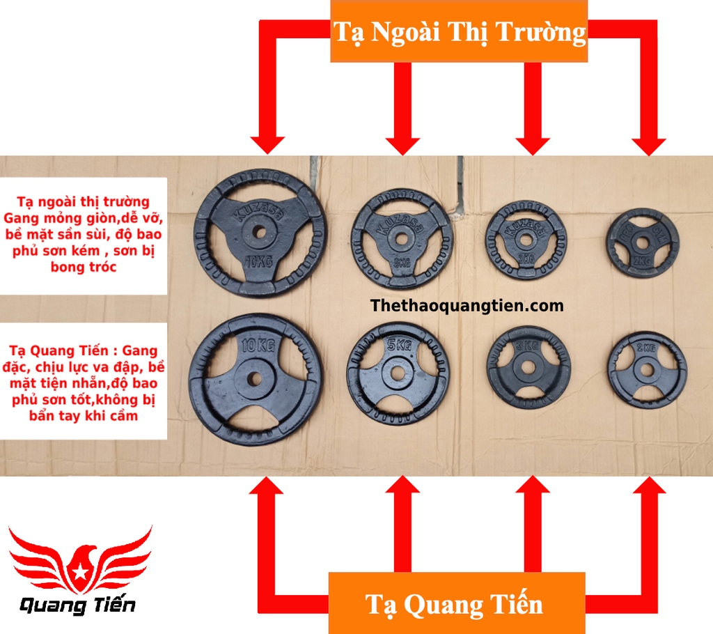 Tạ bánh gang 1 kg, miếng tạ gang 1 kg , đĩa tạ gang 1kg 3 cánh QT08