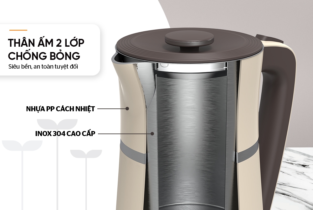 Ấm siêu tốc Inox 2 lớp 1.7L Sunhouse SHD1360